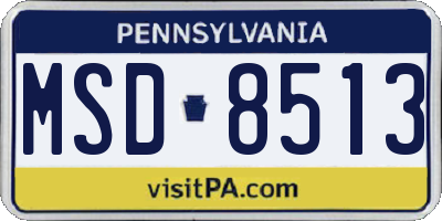 PA license plate MSD8513