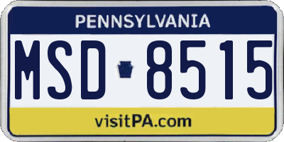 PA license plate MSD8515