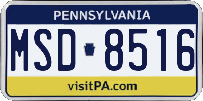 PA license plate MSD8516