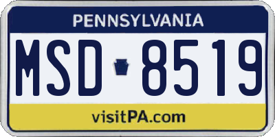 PA license plate MSD8519
