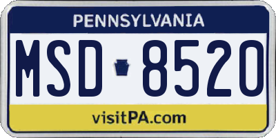 PA license plate MSD8520