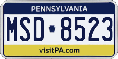PA license plate MSD8523