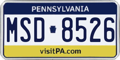 PA license plate MSD8526