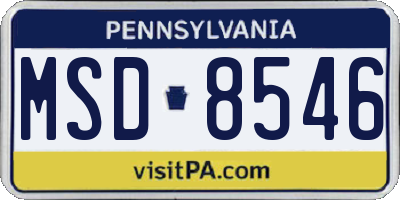 PA license plate MSD8546
