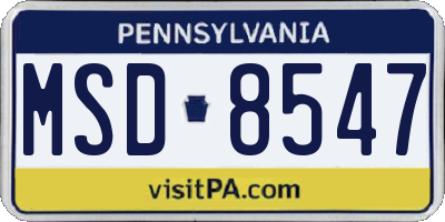 PA license plate MSD8547