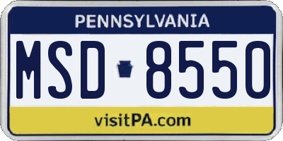 PA license plate MSD8550