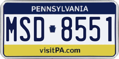 PA license plate MSD8551