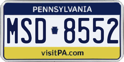 PA license plate MSD8552