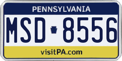 PA license plate MSD8556