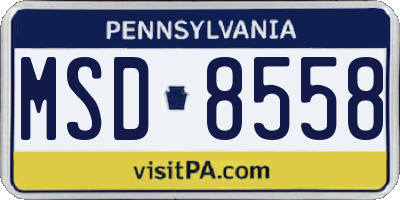 PA license plate MSD8558
