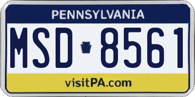 PA license plate MSD8561