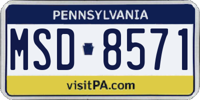 PA license plate MSD8571
