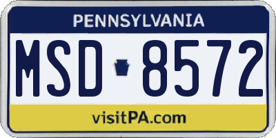 PA license plate MSD8572