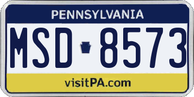 PA license plate MSD8573