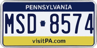 PA license plate MSD8574
