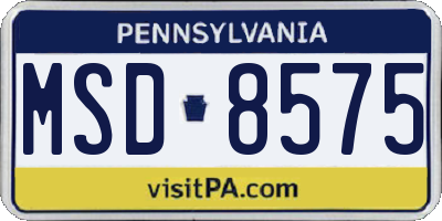 PA license plate MSD8575