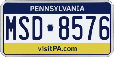 PA license plate MSD8576