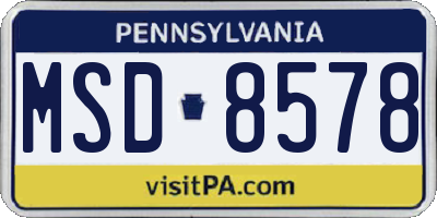 PA license plate MSD8578