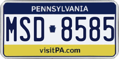 PA license plate MSD8585