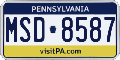 PA license plate MSD8587