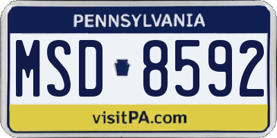 PA license plate MSD8592