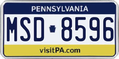 PA license plate MSD8596