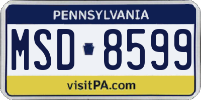 PA license plate MSD8599