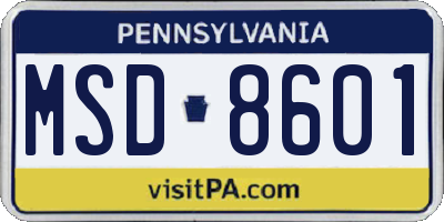 PA license plate MSD8601
