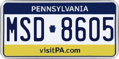 PA license plate MSD8605