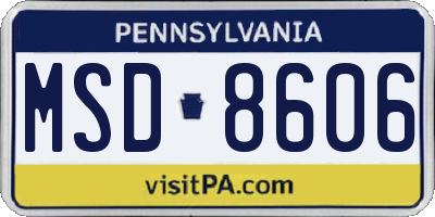 PA license plate MSD8606