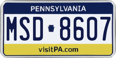 PA license plate MSD8607