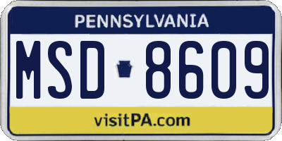 PA license plate MSD8609