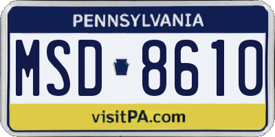 PA license plate MSD8610