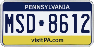 PA license plate MSD8612
