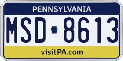 PA license plate MSD8613