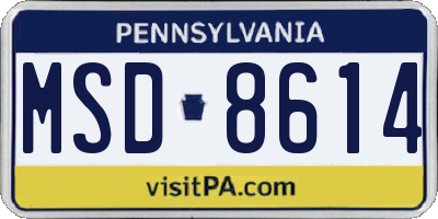 PA license plate MSD8614