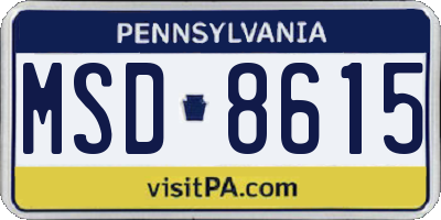 PA license plate MSD8615