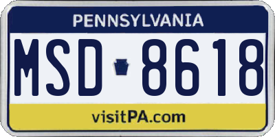 PA license plate MSD8618