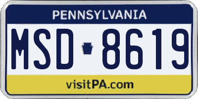 PA license plate MSD8619
