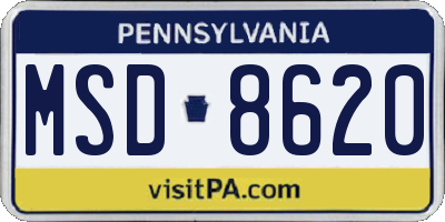 PA license plate MSD8620