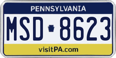 PA license plate MSD8623