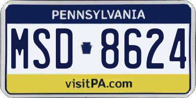 PA license plate MSD8624