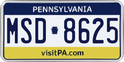 PA license plate MSD8625