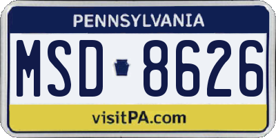 PA license plate MSD8626