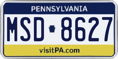 PA license plate MSD8627