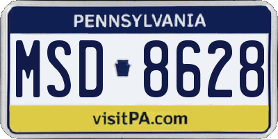 PA license plate MSD8628