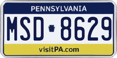 PA license plate MSD8629