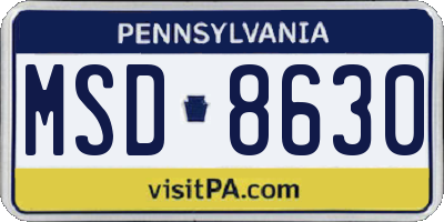 PA license plate MSD8630
