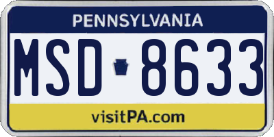 PA license plate MSD8633