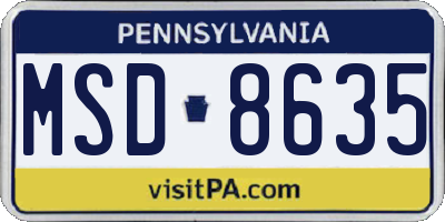 PA license plate MSD8635